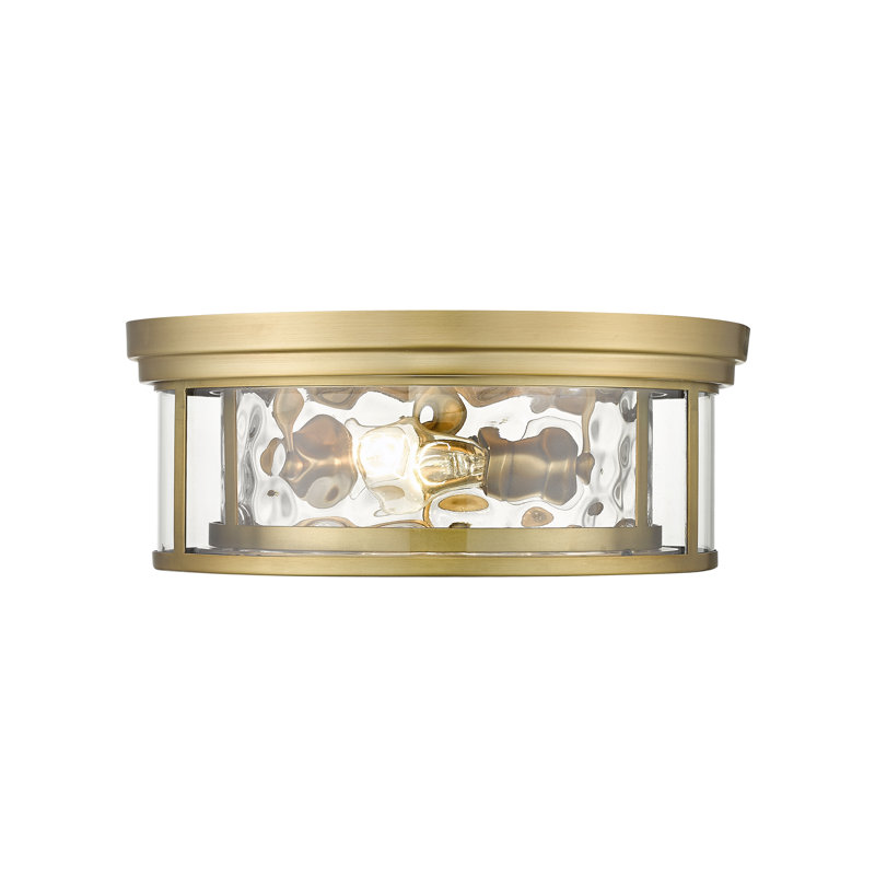 Masuda Glass Flush Mount, Rubbed Brass