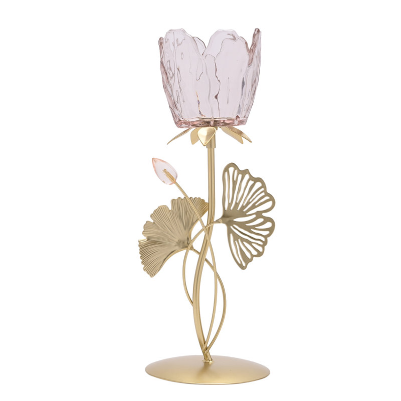 28.5Cm Glass Metal Tabletop Votive Holder