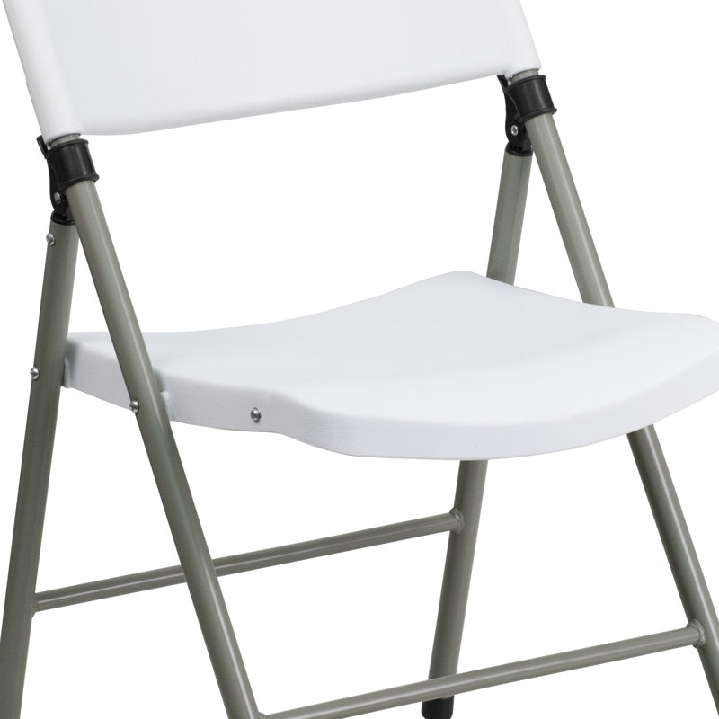 Chaise pliante en plastique avec structure en métal Inbox Zero Capacité 330 lb, blanc