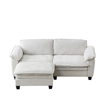 Living Room Furniture Big Loveseat Luxury Couch With Ottoman Soft Chenille Upholstered Sofa Beige