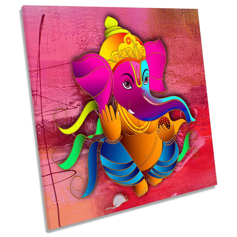 Ganesha Indian - Wrapped Canvas Print, 60cm H x 60cm W x 2cm D
