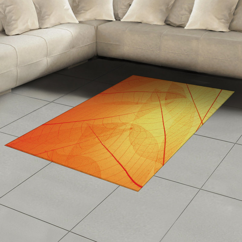 Orange High Density Long Fiber Poly Threads Decorative Area Rug Carpet, Rectangle 4' x 5'8"