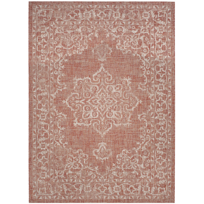 Courtyard Performance Oriental Indoor/Outdoor Area Rug, Rectangle 5'3" x 7'7"