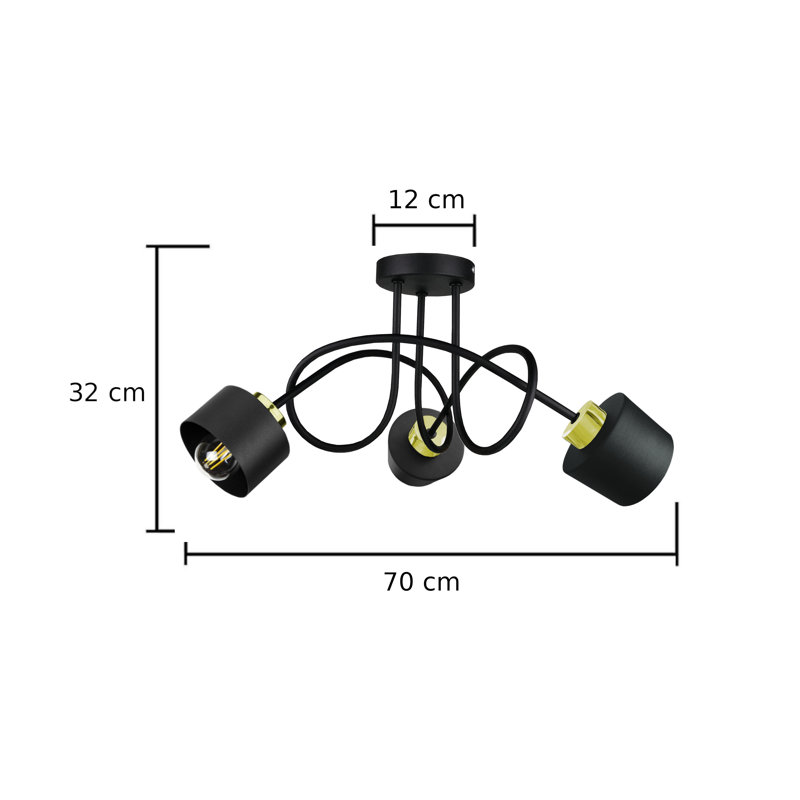 Barnaton Flush Mount, Black, Black/Gold