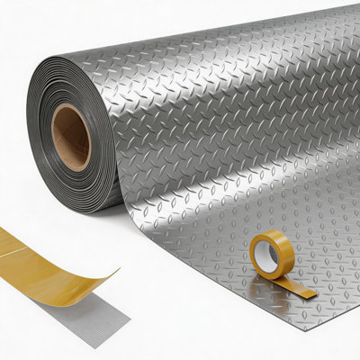 5x10 FT Heavy Duty PVC Garage Floor Mat – Diamond Plate Non-Slip Parking Mat for Car, Warehouse, Basement, Workshop