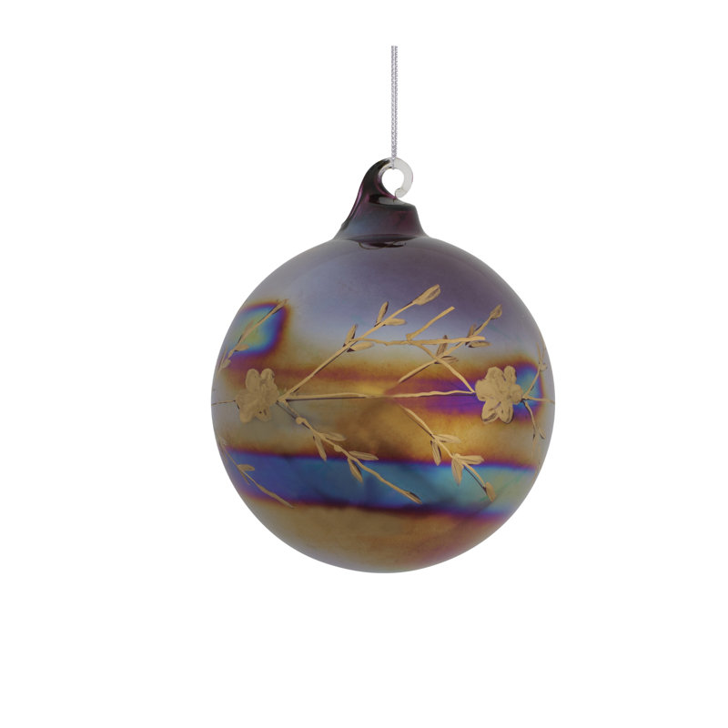 Ornement irisé en verre gravé à l'eau-forte (ensemble de 6)