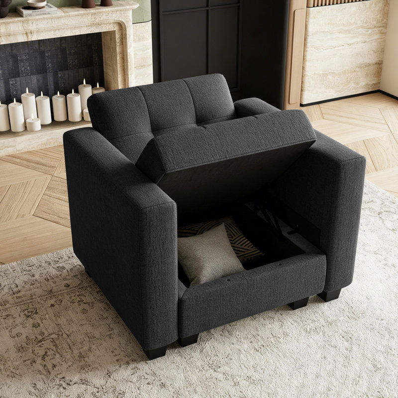 Accoudoirs de canapé modulaire Soneson Ivery, Lin noir