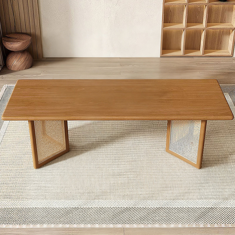 Modern Walnut Rectangular Solid Wood Dining Table, 29.53"H x 86.61"L x 35.43"W