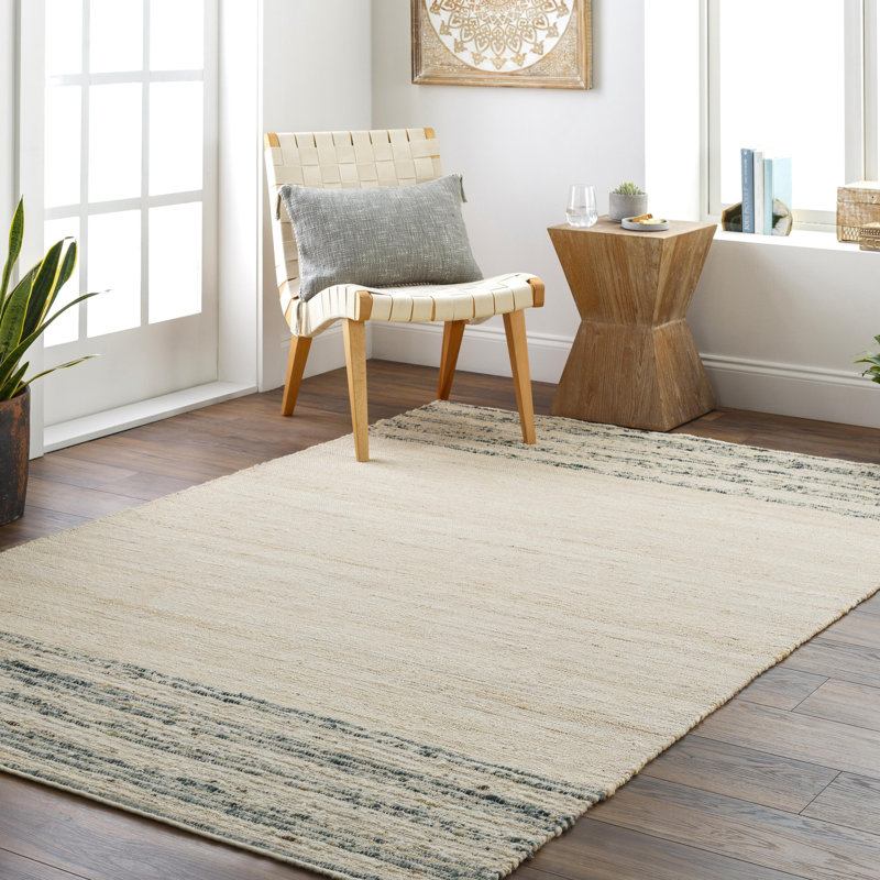 Striped Indoor Rug, Rectangle 6' x 9', Light Gray
