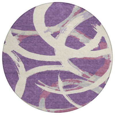 Aloura Purple Washable Indoor-Outdoor Rug - 