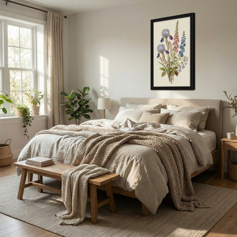 «Plants & Flowers Iris Foxglove Delphinium Bellflower Botanical Arrangement», reproduction d'art sur toile, H 36 po x l 24 po