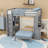 Wooden Bunk Bed With Desk And Built-In Shelves-979942262-979942260