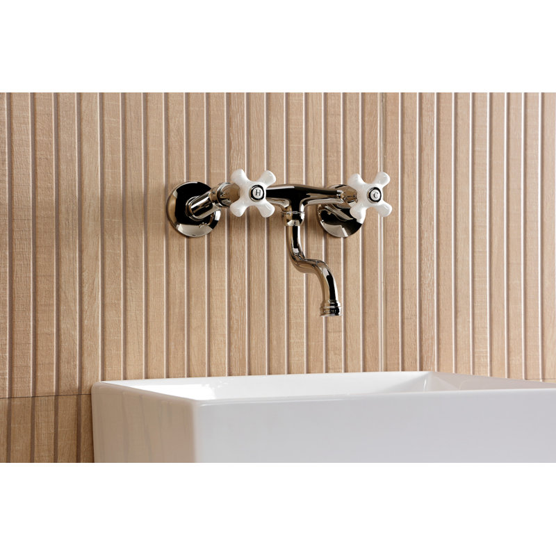 Kingston Brass Kingston Two-Handle 2-Hole Wall Mount Bathroom Faucet, Polished Nickel