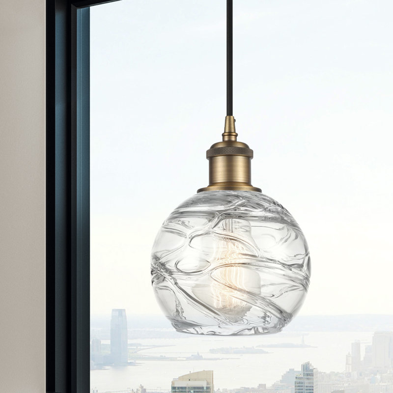 Luminaire suspendu sphère 1 lumière Aanya, Laiton brossé, Ampoule DEL 6 watts Vinage