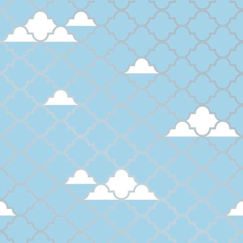Papier peint adhésif Audriella, Bleu / Argent