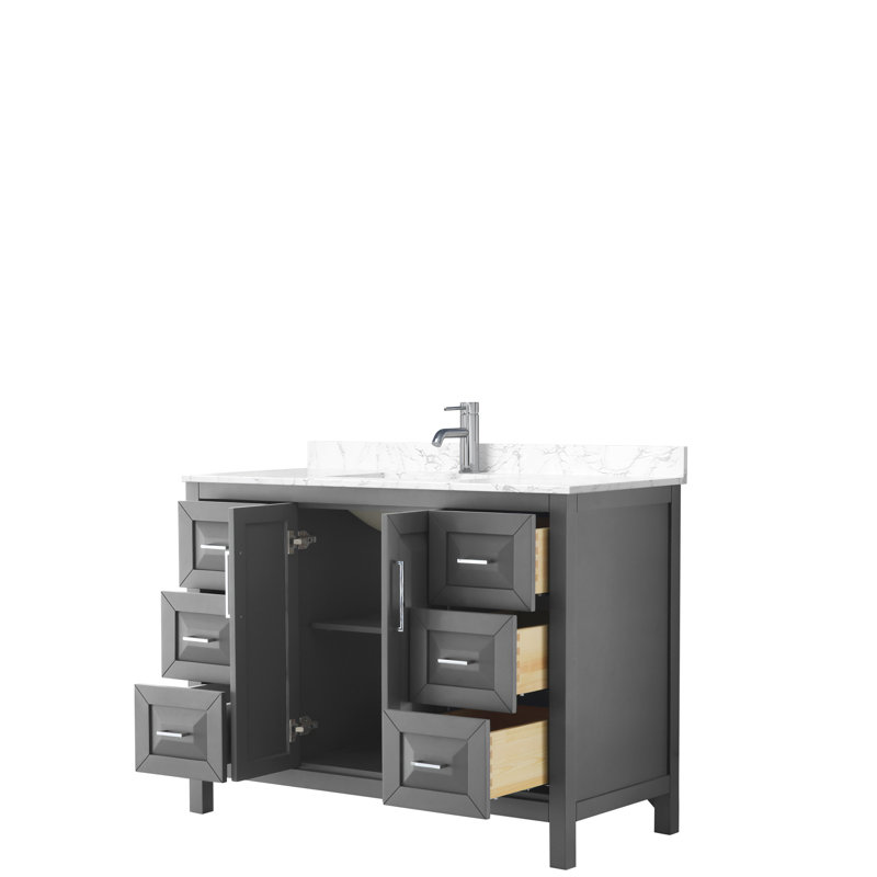Daria 60" Single Bathroom Vanity Set, Dark Gray, Polished Chrome, 48"