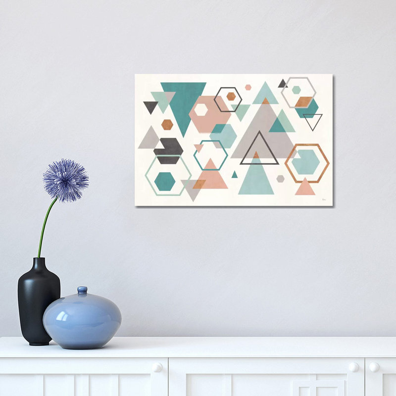 Abstract Geo I by Veronique Charron - Wrapped Canvas Painting, 30.48cm H x 45.72cm W x 1.91cm D