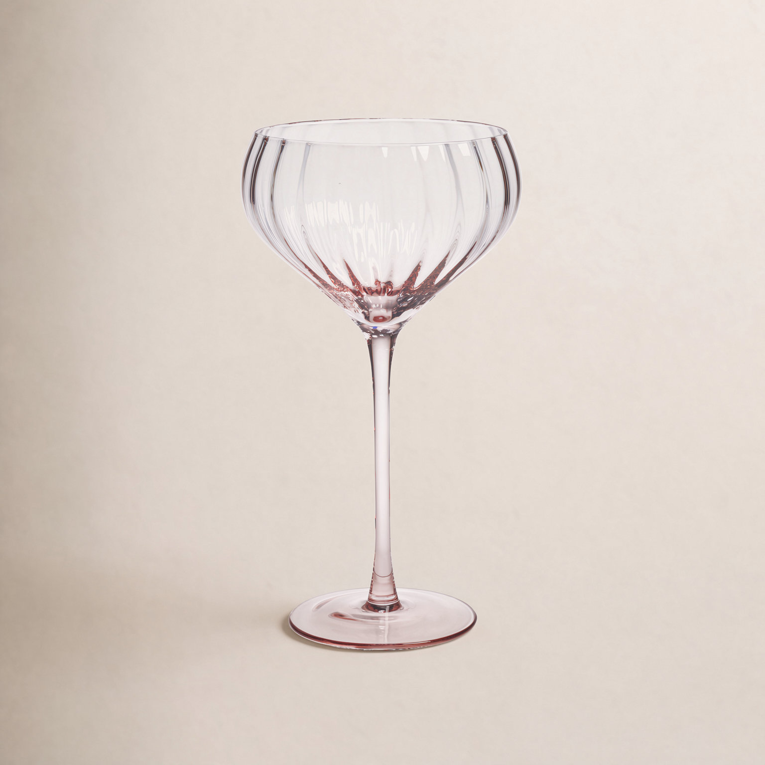 Boulder Ribbed Coupe Glass, Pink