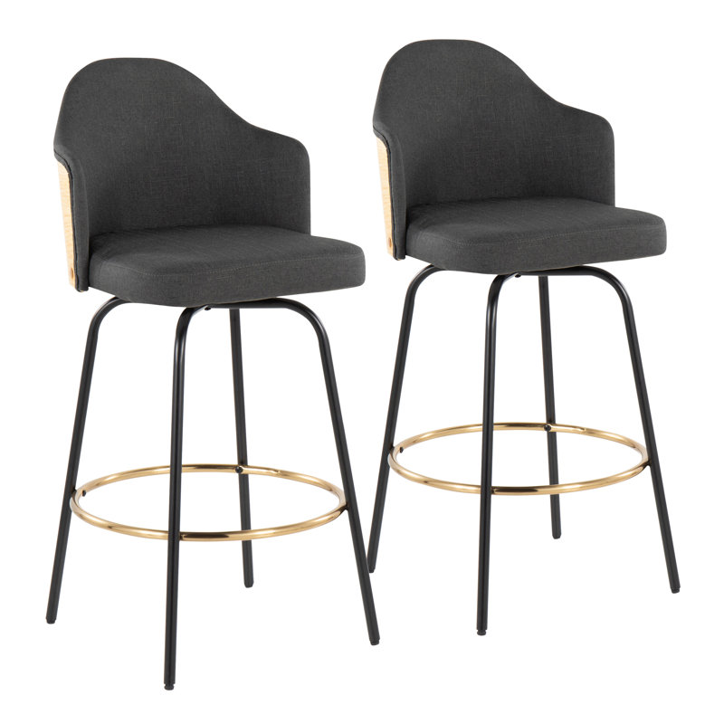 Tabouret de bar pivotant 29 po Lakyia, Gris anthracite