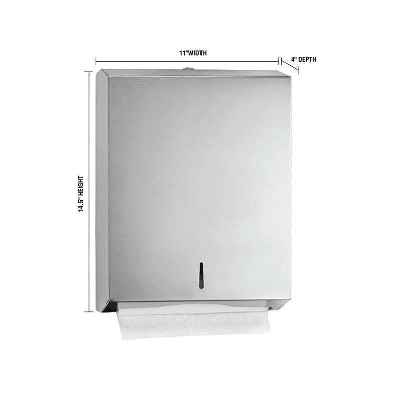Stainless Steel Brushed Commercial C-Fold/Multi-Fold Paper Towel Dispenser, Silver