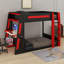 Lit superposé double en bois pleine grandeur avec bureau, USB et DEL-1695574142-1695574140