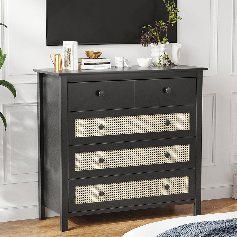 Sideboard Buffet Cabinet With 4 Drawers, Wooden Console Cabinet For Kitchen,Living Room, Dining Room, Black