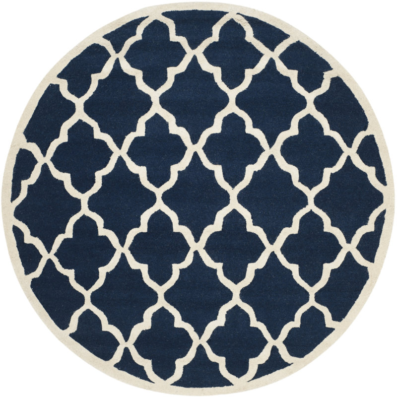 Cannen Hand Tufted Wool Geometric Rug, Round 6'