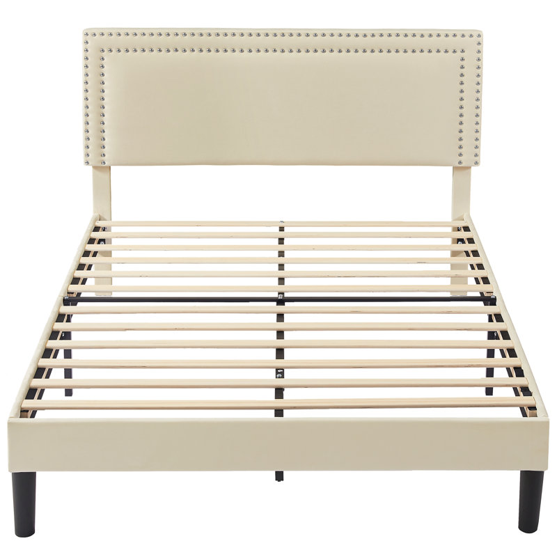 Rathdrum Upholstered Bed, Beige