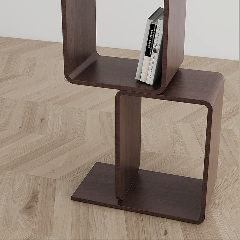 Walnut Solid + Manufactured Wood Free form Floor Lamps
