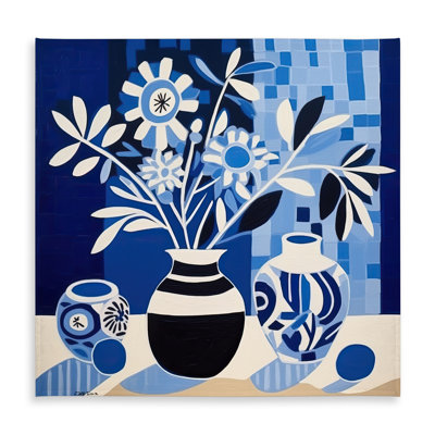 Blue Vases Tablecloth | Minimalist Blue Indoor/Outdoor Decor