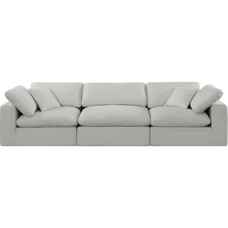Hisamuddin 119" Linen Modular Sofa, Grey Linen Textured Fabric