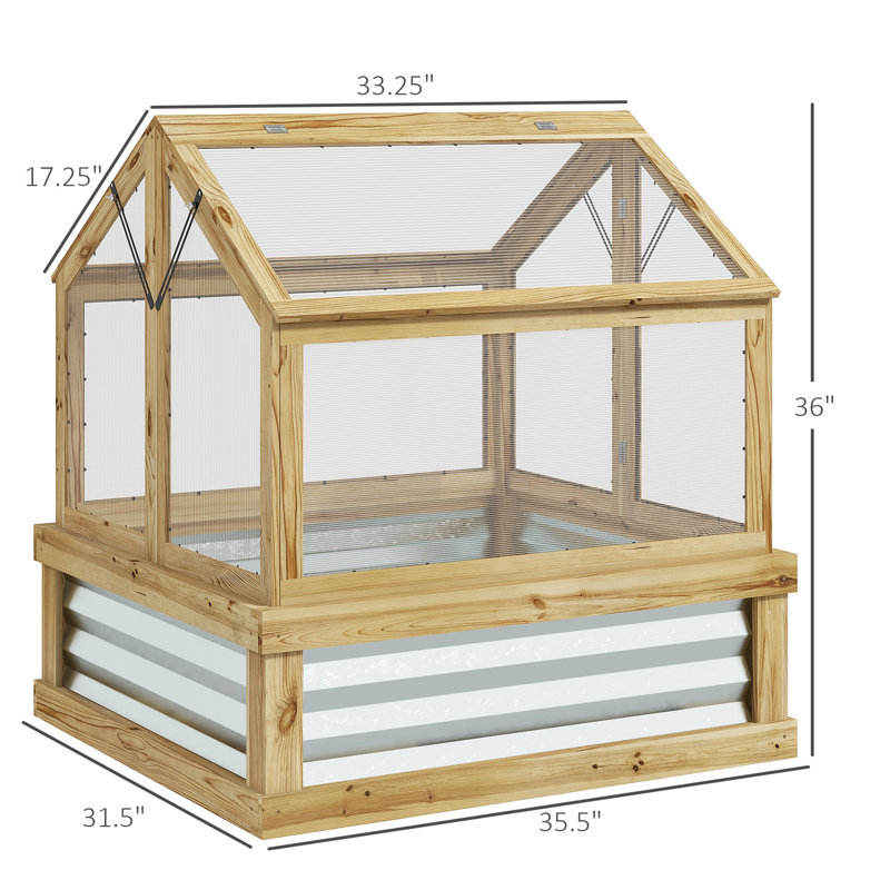 Lit de jardin surélevé avec serre en polycarbonate Outsunny