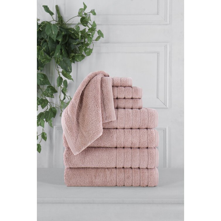 Superior Egyptian Cotton Medium Weight 12 Piece Bath Towel Set - Sandy Rose