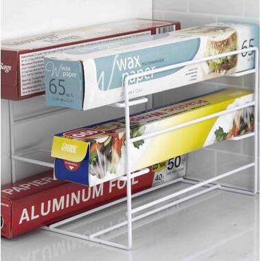 Pantry Organization and Storage for Kitchen - Expandable Kitchen Wrap Box  Organizer Rack, Foil Organizer for Cabinet & Counter, Height & Width