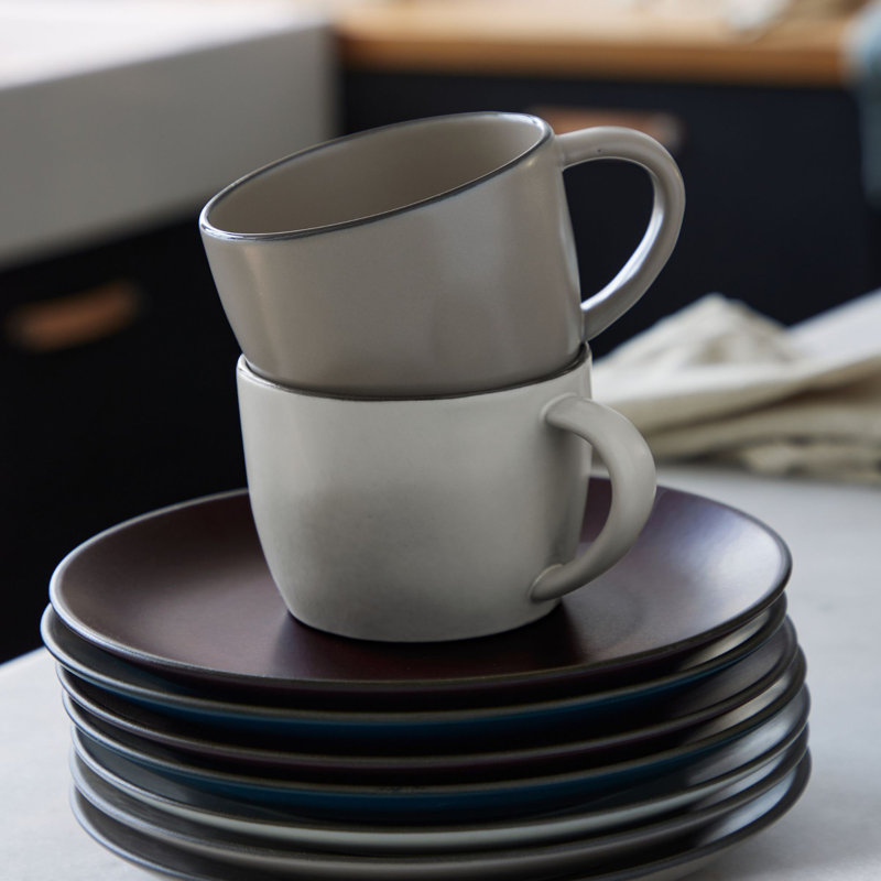 Stacked Organic Stoneware Coffee Mug, White