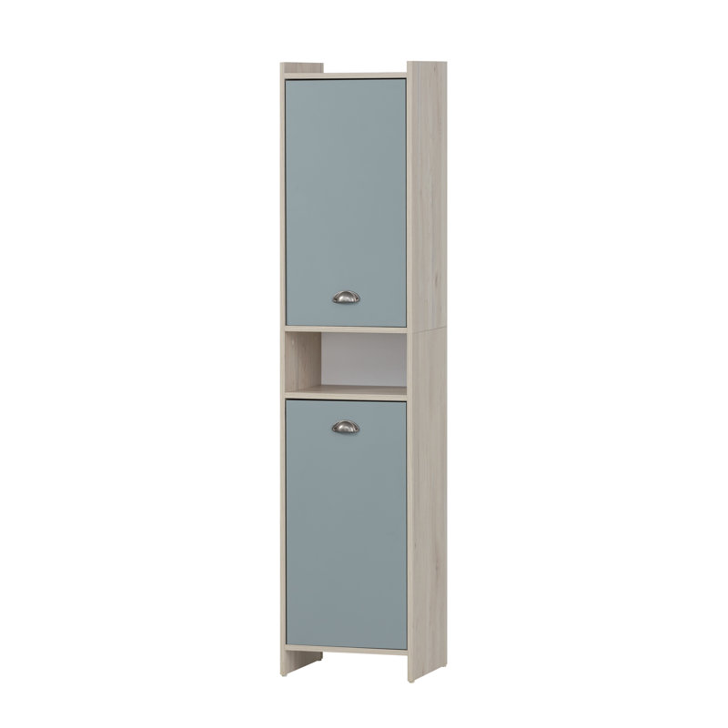 Leiner Freestanding Linen Cabinet, Beige/Blue