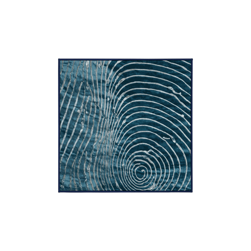 Tapis bleu soyeux et moelleux, Carré 3 pi