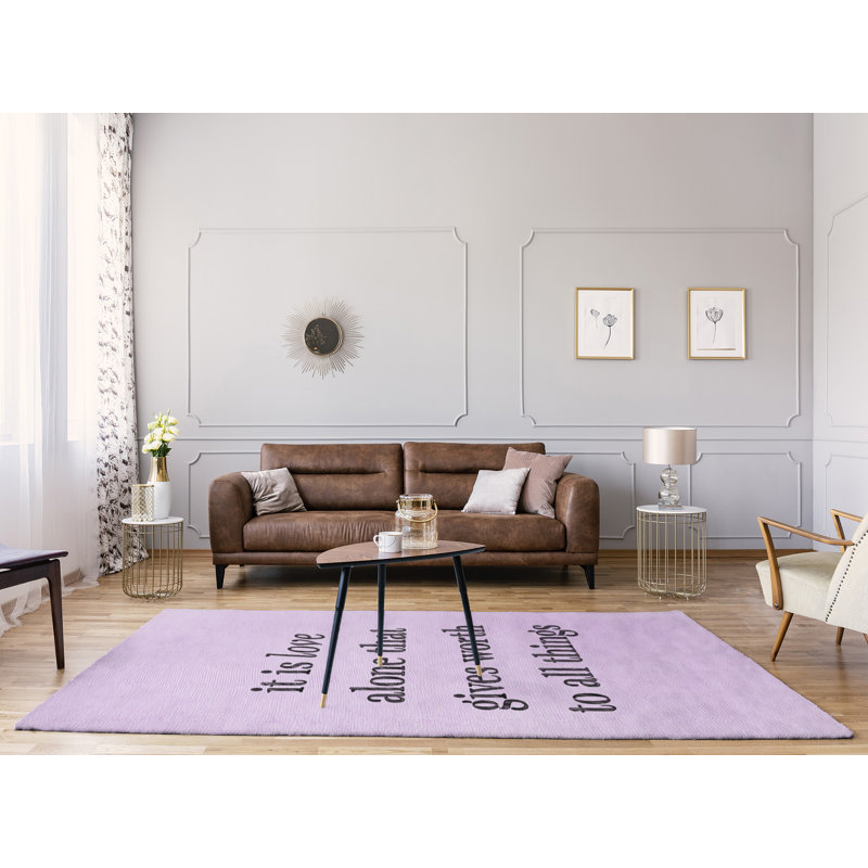Tapis en poly-chenille à citation manuscrite love, Rectangle 9 pi x 12 pi