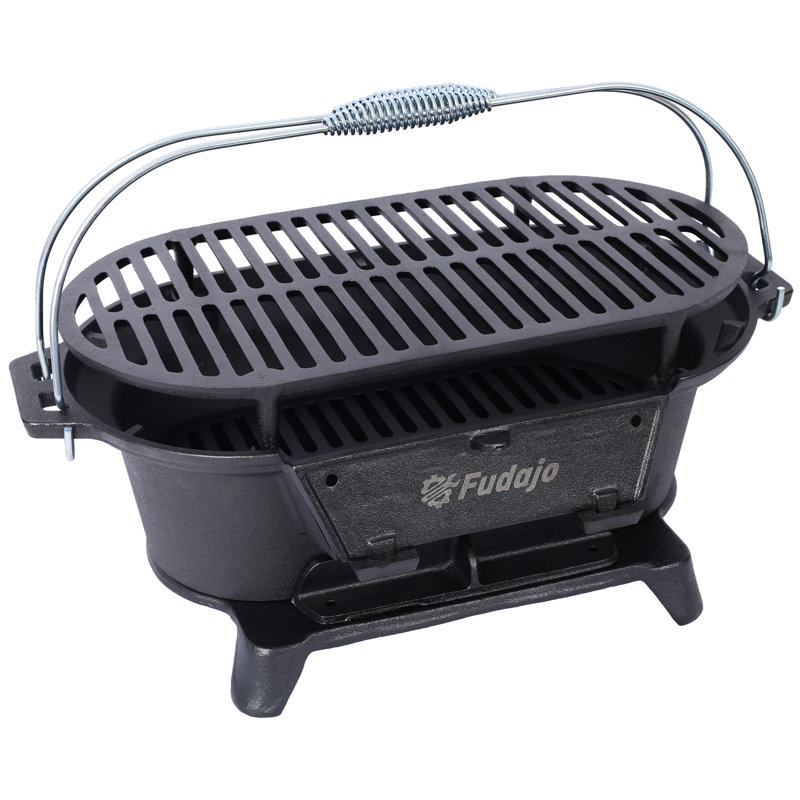 Barbecue extérieur en fonte ovale - Gris anthracite polyvalent pour la maison, le camping et les rassemblements