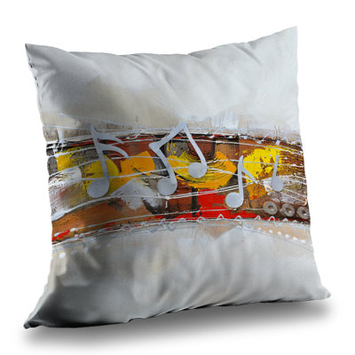 Harmony Yellow Musical Poly Twill Throw Pillow - Home Decor