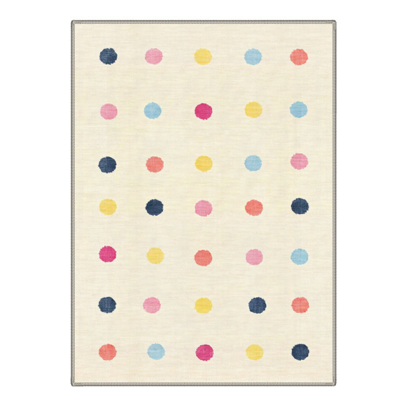 Polo Modern Machine Washable Beige Indoor Area Rug with Non-Slip Backing, Rectangle 9' x 12'