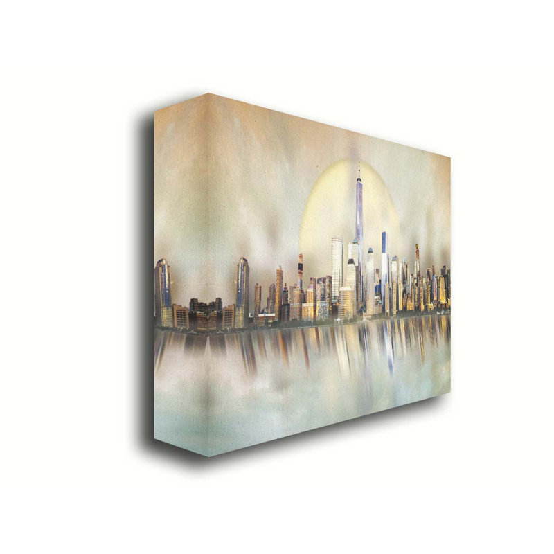 City in the Sky par Hal Halli. Toile giclée sur toile tendue avec cadre flottant, taille de l'image, H 30 po x l 45 po