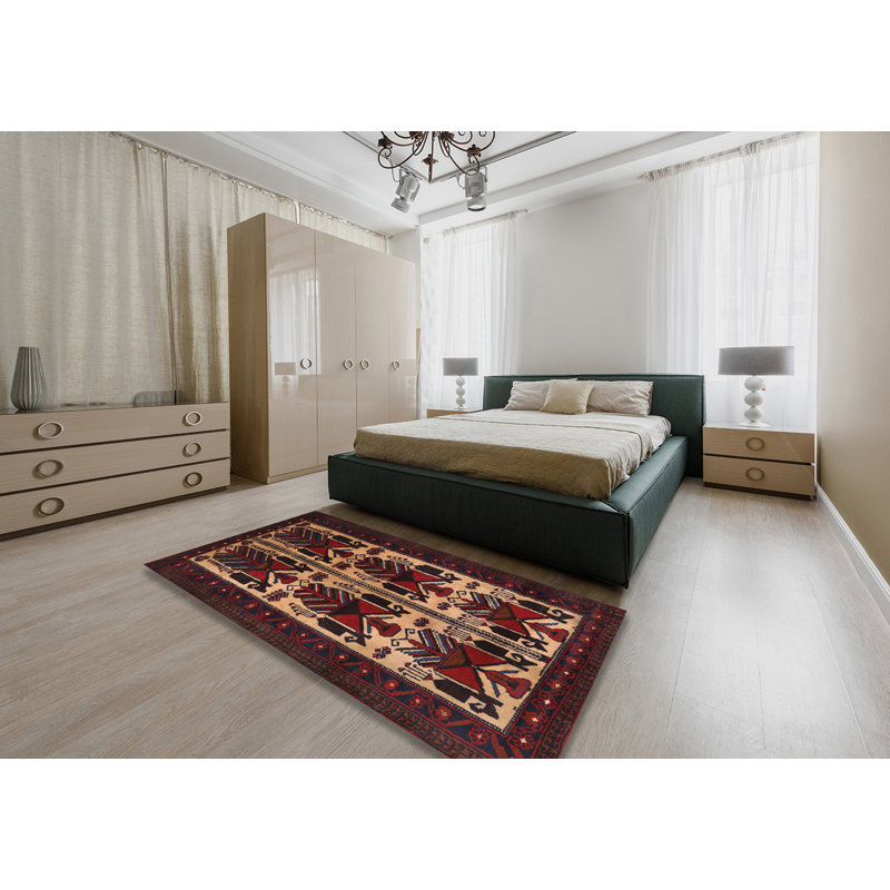 Tapis rouge / lin Southwestern, Rectangle 4 pi x 6 pi