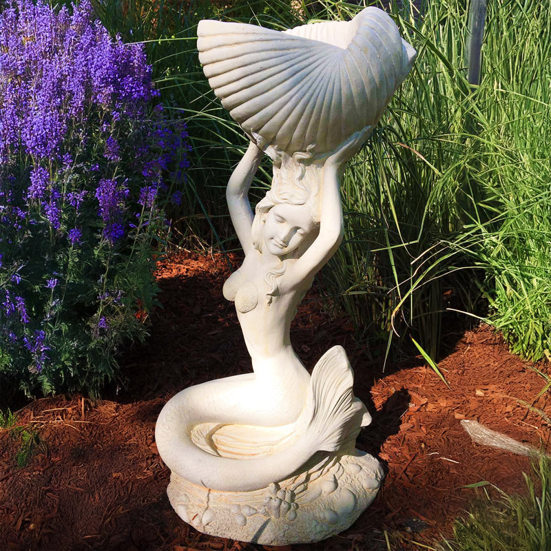 Mangeoire d'oiseaux décorative Cold Cast Mermaid and Shell