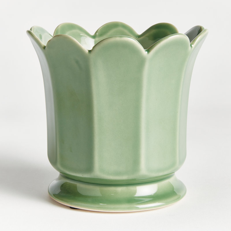 Pot à fleur en céramique, Vert, H 5,51 po x l 6,1 po x P 6,1 po