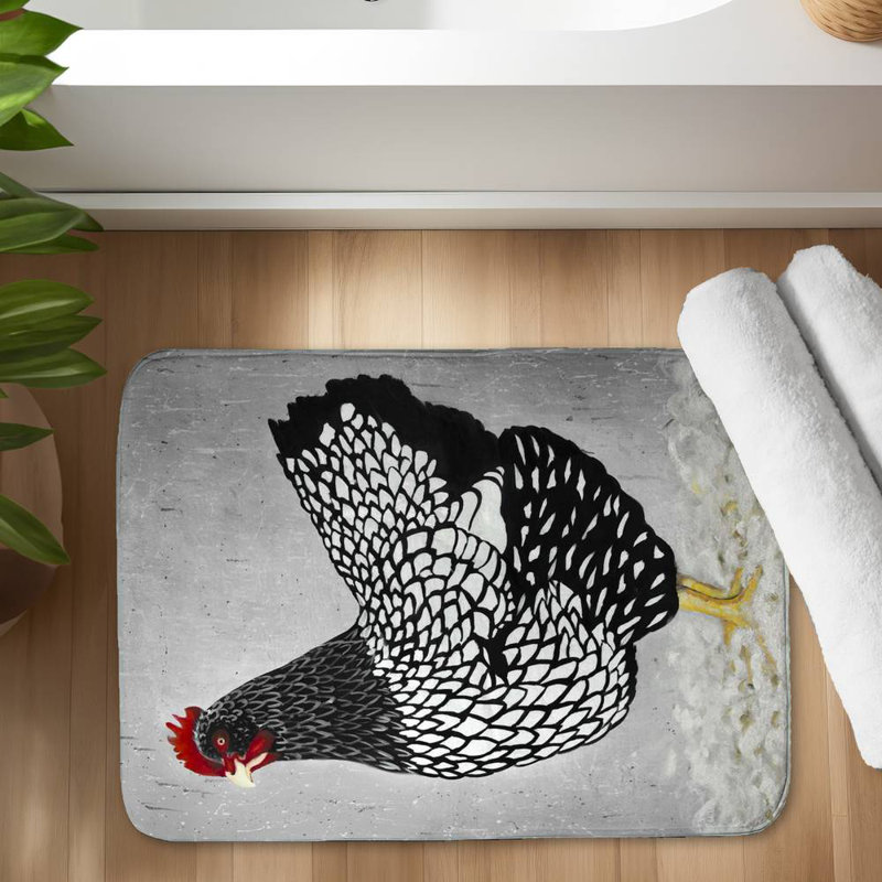 Meah Non-Slip Bath Mat, 24" W x 17" L, Gray/Black