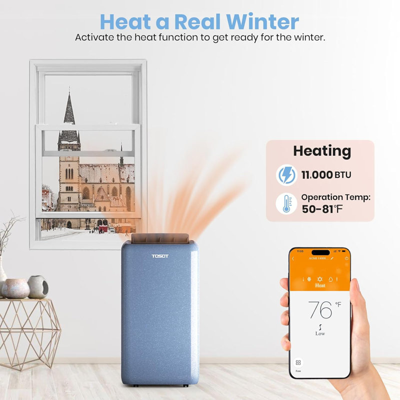 Steel Blue Portable Air Conditioner with Heater and WiFi