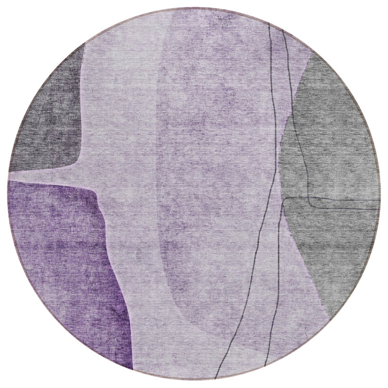 Chinu Washable Abstract Indoor / Outdoor Rug, Round 8'