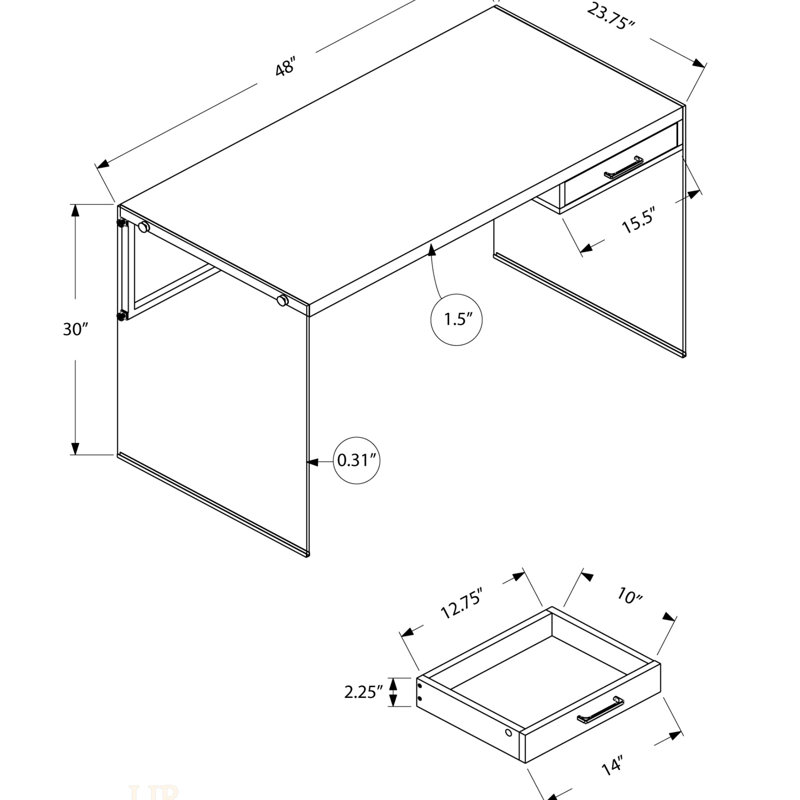 Contemporary Grey Laminate Computer Desk With Clear Tempered Glass And Storage, For Modern Home Offices., Gray