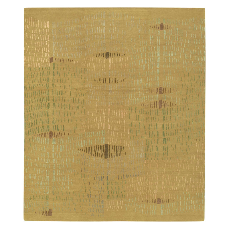 Prati Abstract Area Rug in Gold/Green, Rectangle 9' x 12'